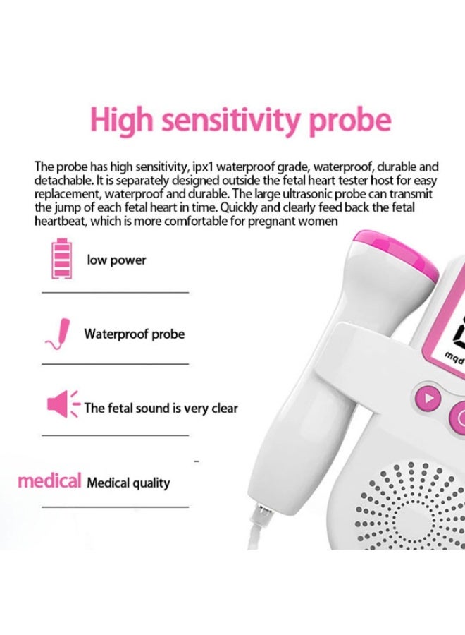 جهاز مراقبة نبضات قلب الجنين المحمول بتقنية دوبلر بالموجات فوق الصوتية - جهاز مراقبة نبضات قلب الطفل مع شاشة LCD عالية الدقة، جهاز آمن للأمهات أثناء الحمل - Image 2
