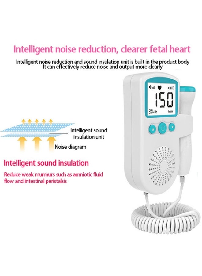 جهاز مراقبة نبضات قلب الجنين المحمول بتقنية دوبلر بالموجات فوق الصوتية - جهاز مراقبة نبضات قلب الطفل مع شاشة LCD عالية الدقة، جهاز آمن للأمهات أثناء الحمل - Image 5