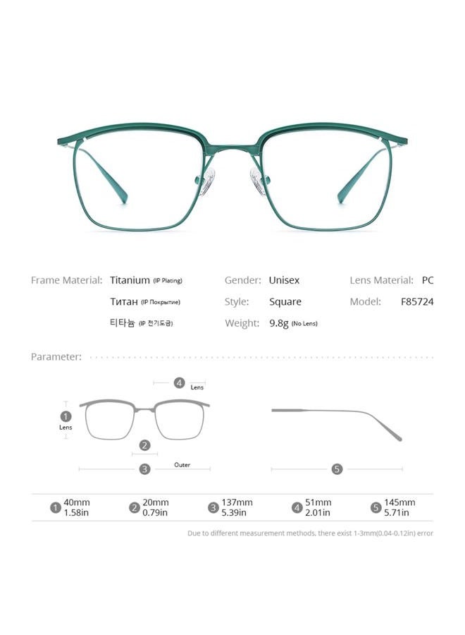 FONEX Pure Titanium Glasses Frame Men Square Eyeglasses Optical Eyewear F85724 (F85724 Grey, Clear), F85724 Grey, 51-20-145 - Image 3