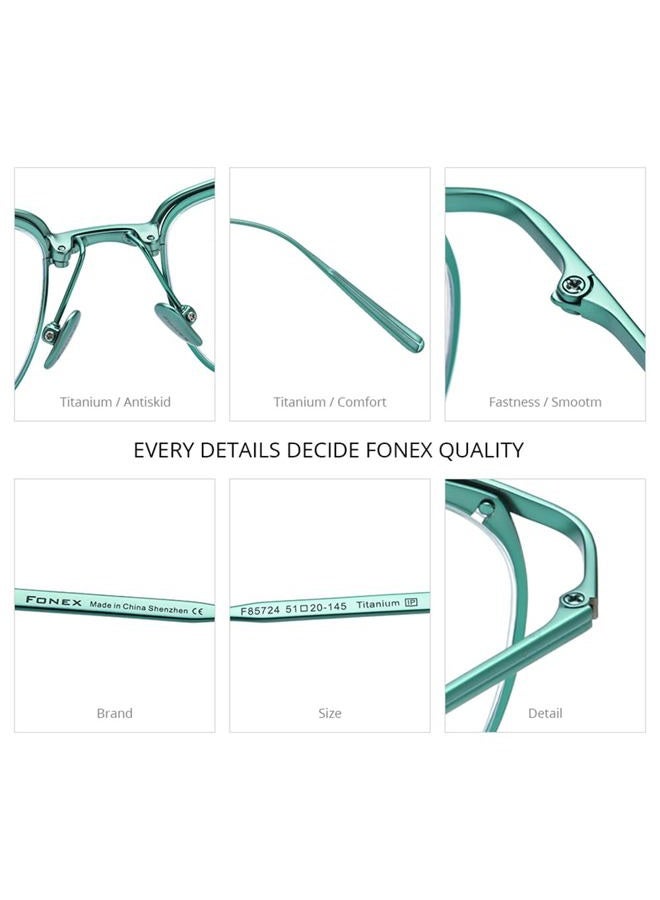 FONEX Pure Titanium Glasses Frame Men Square Eyeglasses Optical Eyewear F85724 (F85724 Grey, Clear), F85724 Grey, 51-20-145 - Image 4