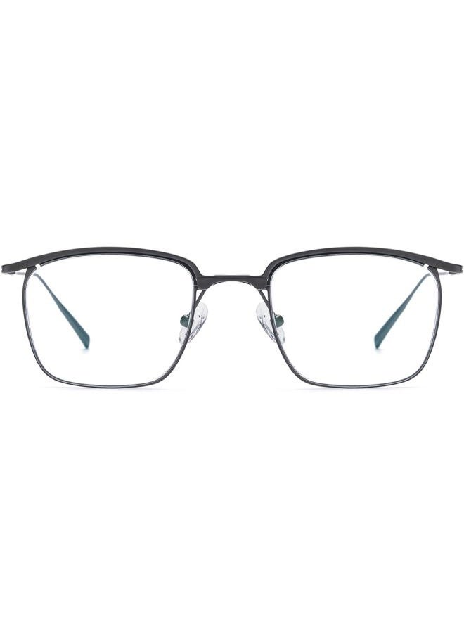 FONEX Pure Titanium Glasses Frame Men Square Eyeglasses Optical Eyewear F85724 (F85724 Grey, Clear), F85724 Grey, 51-20-145 - Image 5