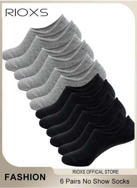 No Show Socks Set with 2 Basic Colors, 6 Pairs of Low-cut Liners Socks, Anti-slid Invisible Socks, High-quality Athletic Socks, Easy to Match Different Kinds of Shoes