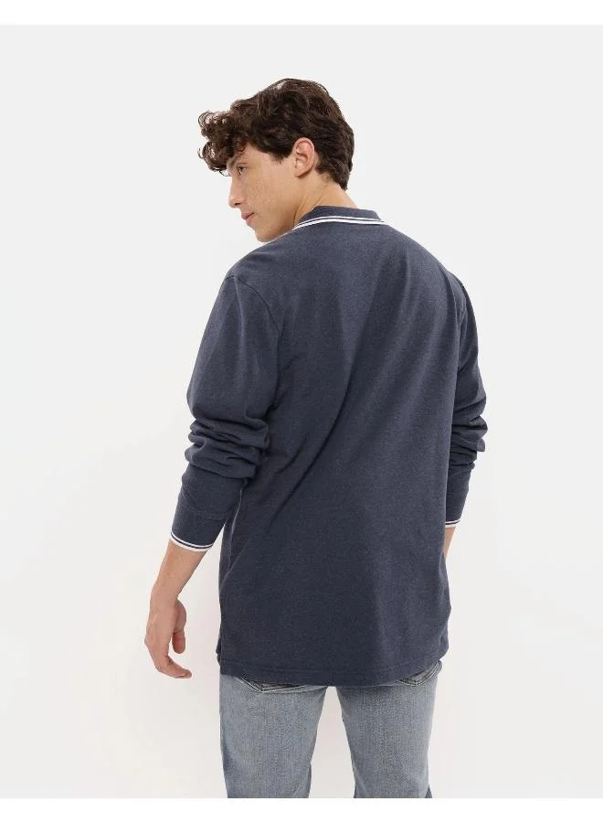 American Eagle AE Long-Sleeve Flex Pique Tipped Polo Shirt