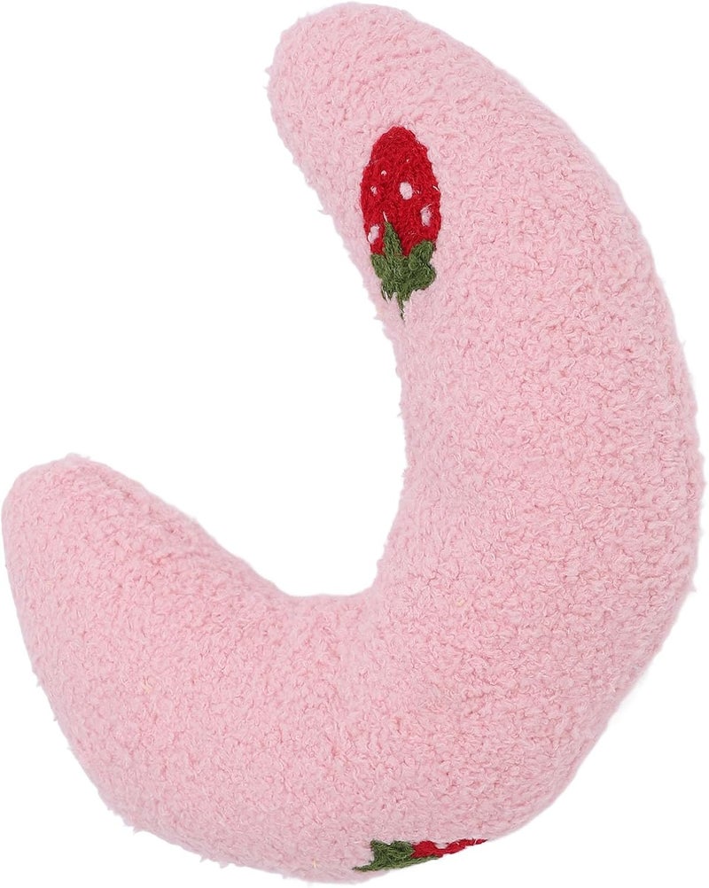 Diverse operation compatible Dioche Dog Pillow Dog Pet U Shaped Pillow Comfortable Plush Fluffy Half Donut Neck for Home Yellow & Peach Pattern (Pink+Strawberry Pattern) Globally popular elegant design - Image 2