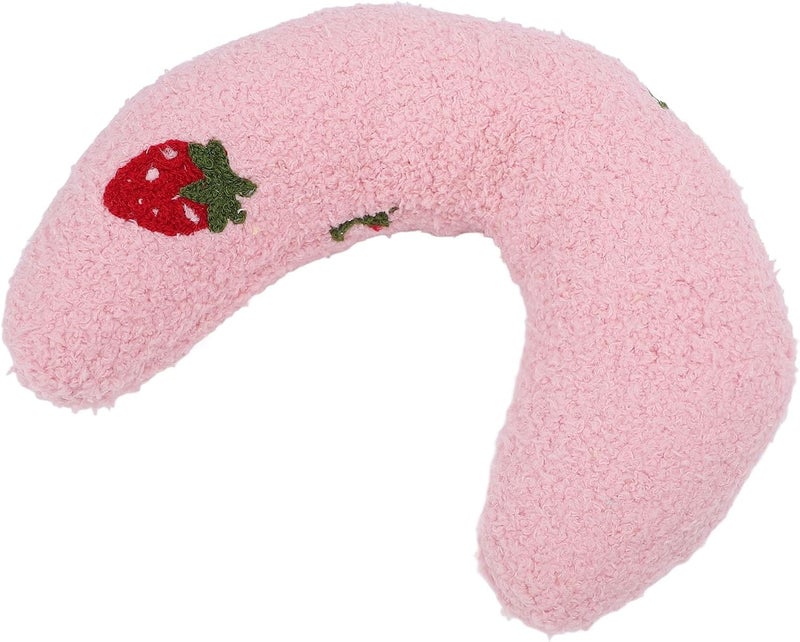 Diverse operation compatible Dioche Dog Pillow Dog Pet U Shaped Pillow Comfortable Plush Fluffy Half Donut Neck for Home Yellow & Peach Pattern (Pink+Strawberry Pattern) Globally popular elegant design - Image 4