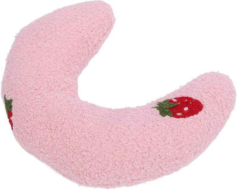 Diverse operation compatible Dioche Dog Pillow Dog Pet U Shaped Pillow Comfortable Plush Fluffy Half Donut Neck for Home Yellow & Peach Pattern (Pink+Strawberry Pattern) Globally popular elegant design - Image 3