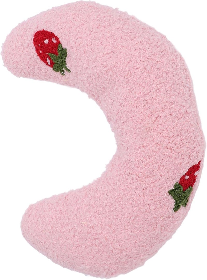 Diverse operation compatible Dioche Dog Pillow Dog Pet U Shaped Pillow Comfortable Plush Fluffy Half Donut Neck for Home Yellow & Peach Pattern (Pink+Strawberry Pattern) Globally popular elegant design - Image 1