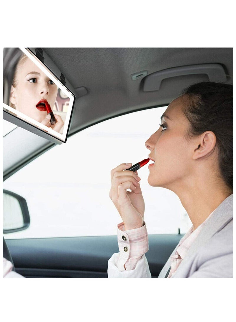 MUNTAQI Car Makeup Mirror Sun Visor Mirror with LED Light Supplement Rechargeable - Image 2