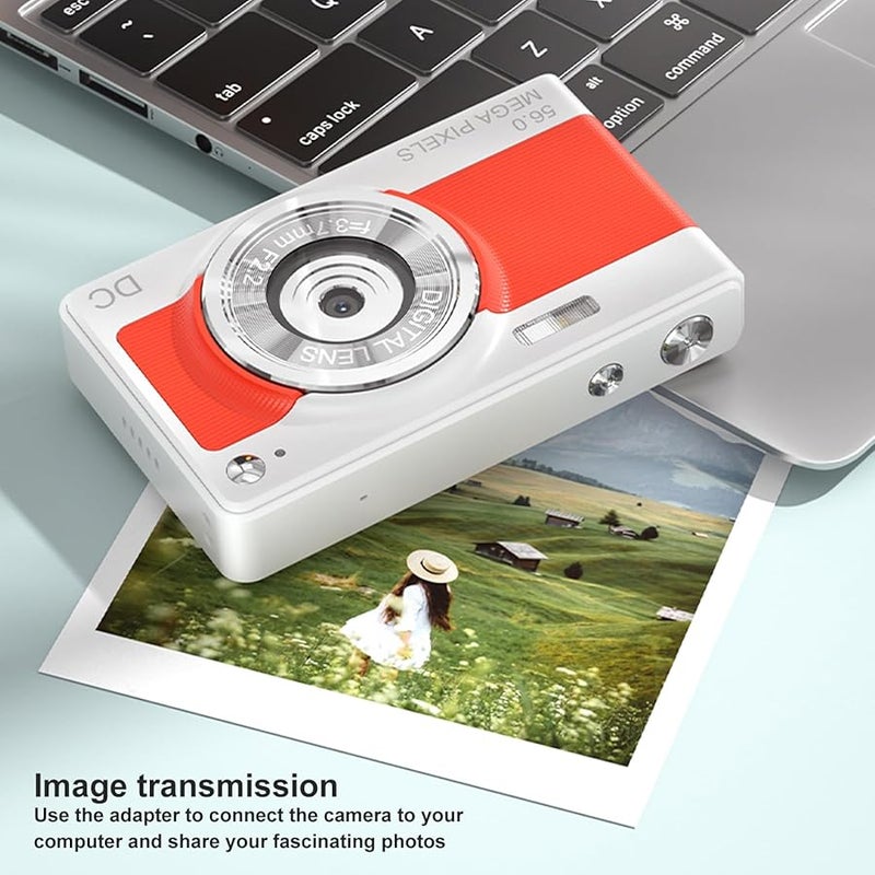 56MP Kids Digital Camera 1080P 8X Zoom Autofocus Vlogging Compact Camera White Orange Gift - Image 3