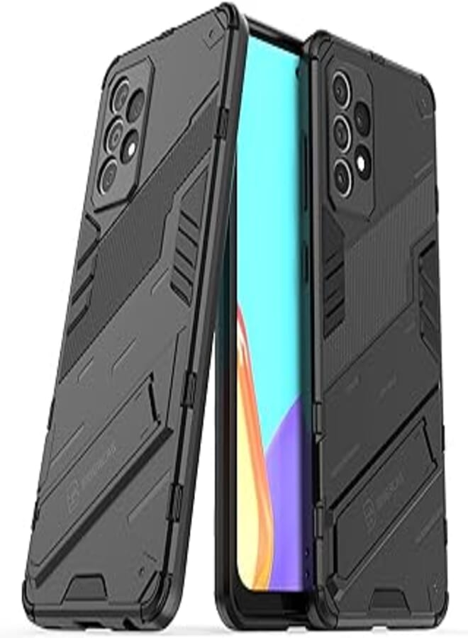 TPU Shockproof Phone Case with Invisible Holder For Samsung Galaxy A53 5G Punk Armor 2 in 1 PC (black)