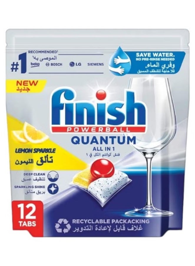 Powerball Quantum All in 1 Dishwasher Tablets Lemon Sparkle 12 Tablets