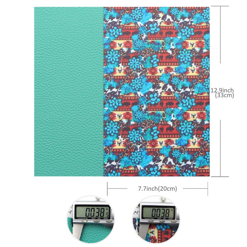 David accessories Cow Pattern Faux Leather Sheets Pattern Synthetic Leather Fabric Canvas Back 5 Pcs 7.7" x 12.9" (20 cm x 33cm) for DIY Earring Making Crafts (A) - Image 5