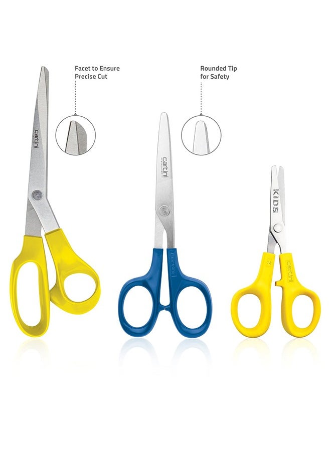 Godrej Cartini - Cartini Godrej Stainless Steel Art and Craft Scissors Kit, Set of 3 Pieces - Image 1