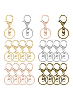 Oubaka 20Pcs Lobster Claw Clasps Keychain For Jewelry Making,Metal Lobster Clasp Lobster Claw Clasps Hook With Flat Split Keychain Ring With Swivel Trigger Clip For Purse Hardware,Diy Craft(4 Colors)  - Image 1