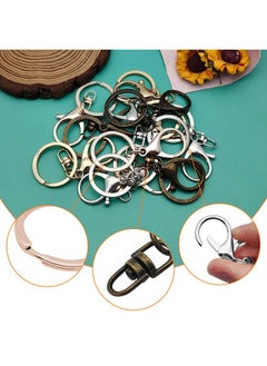 Oubaka 20Pcs Lobster Claw Clasps Keychain For Jewelry Making,Metal Lobster Clasp Lobster Claw Clasps Hook With Flat Split Keychain Ring With Swivel Trigger Clip For Purse Hardware,Diy Craft(4 Colors)  - Image 4