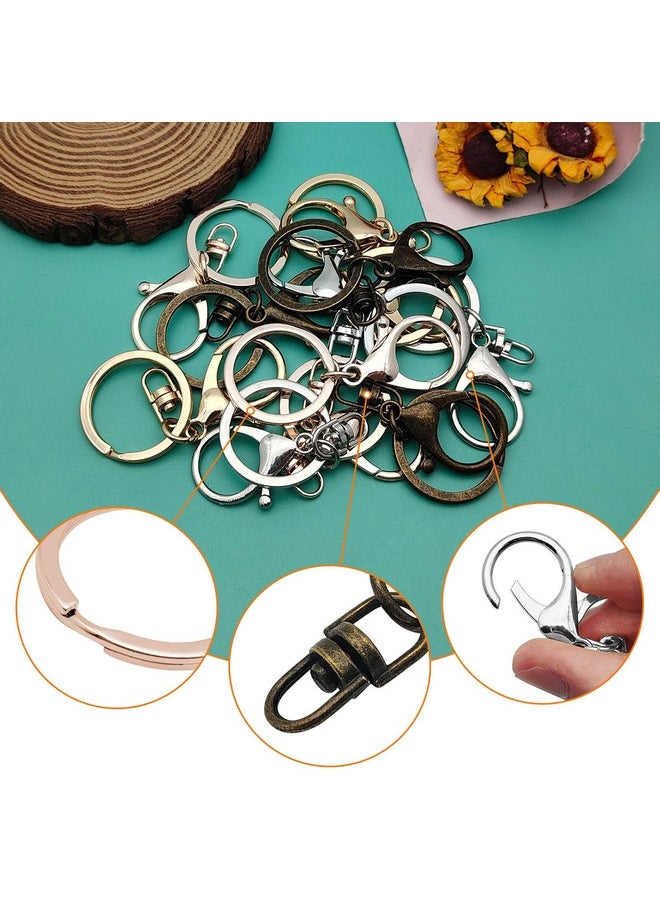 Oubaka - 20Pcs Lobster Claw Clasps Keychain For Jewelry Making,Metal Lobster Clasp Lobster Claw Clasps Hook With Flat Split Keychain Ring With Swivel Trigger Clip For Purse Hardware,Diy Craft(4 Colors) - Image 1