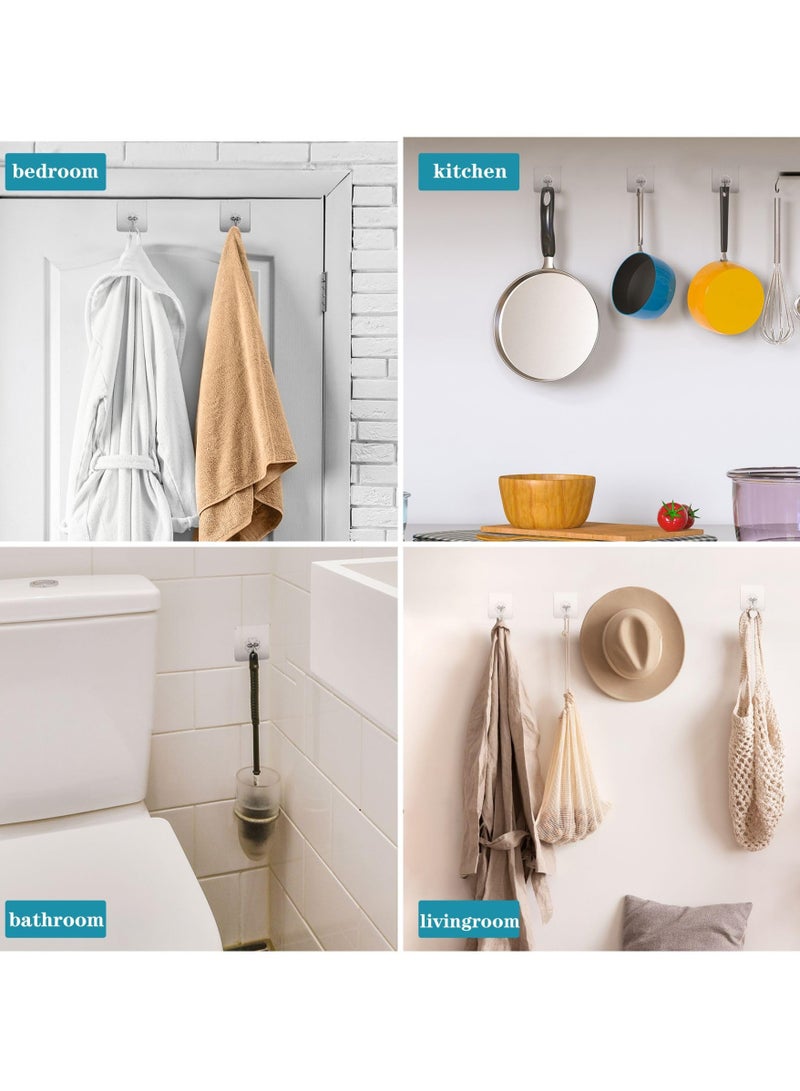 10 PCS Wall Hooks 33lb(MAX) Heavy Duty Self Adhesive Hooks ,Waterproof and Oilproof,Transparent Seamless Hooks Strong,Suitable for Bathroom Kitchen  - Image 4