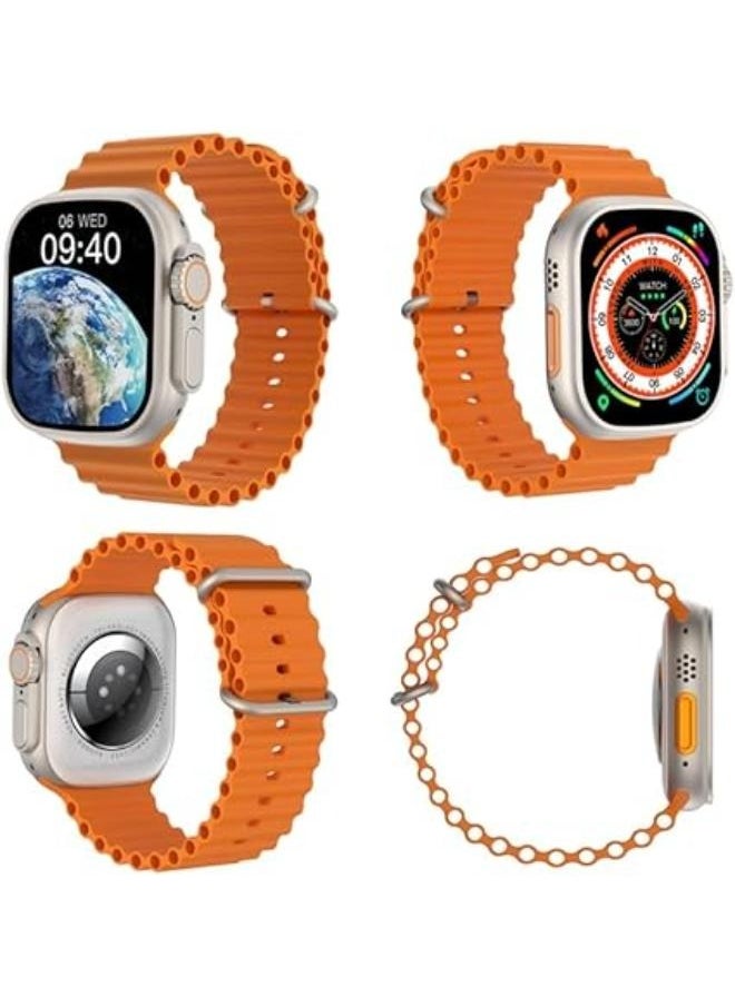 REBENUO - ULTRA smart watch for counting calories, receiving messages and calls, and supports the Arabic language, 49 mm - orange - Image 1