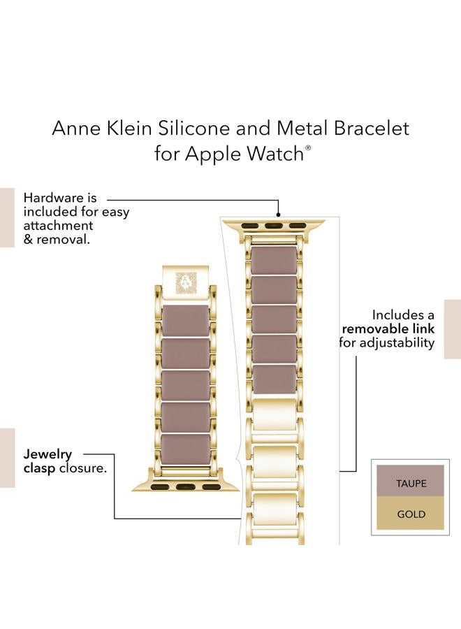 ANNE KLEIN Silicone Fashion Bracelet for Apple Watch, Secure, Adjustable, Apple Watch Replacement Band, Fits Most Wrists, Gray - Image 3