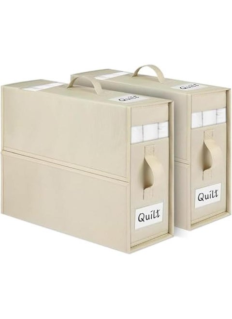 2 Pack Bed Sheet Organizers and Storage, Foldable Linen Closet Organizer with Window and Label, Bedding Folder Storage Box Container for Blanket, Duvet Cover Set, Bed Sheet Set