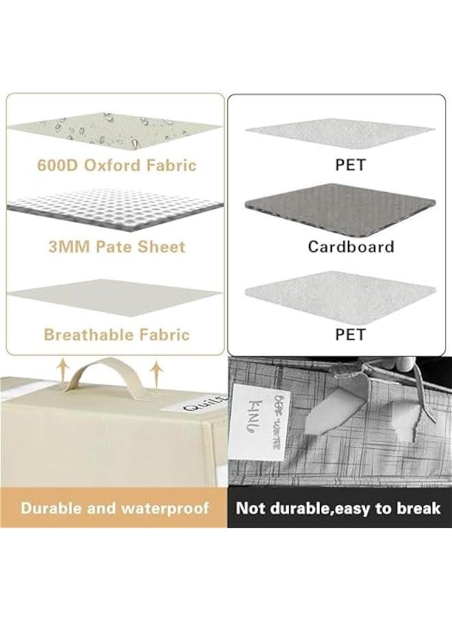 2 Pack Bed Sheet Organizers and Storage, Foldable Linen Closet Organizer with Window and Label, Bedding Folder Storage Box Container for Blanket, Duvet Cover Set, Bed Sheet Set
