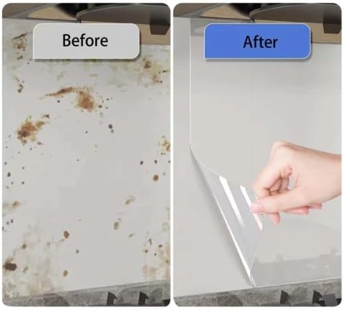 HOMSUN Transparent Self-Adhesive Sticker for Kitchen Use Greaseproof Sticker Waterproof and Oil-Proof (12in x 4ft, Clear Vinyl) - Image 2
