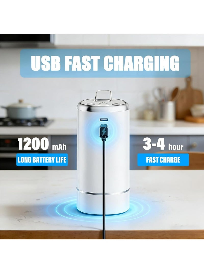 مضخة موزع المياه ل 5 غالون زجاجات المياه، USB نوع-C قابلة لإعادة الشحن مع بطارية 1200mAh، قابل للطي، لمسة واحدة التحكم (40s / 80s) ، امتصاص قوي للمنزل، المكتب، التخييم - الأبيض - Image 3