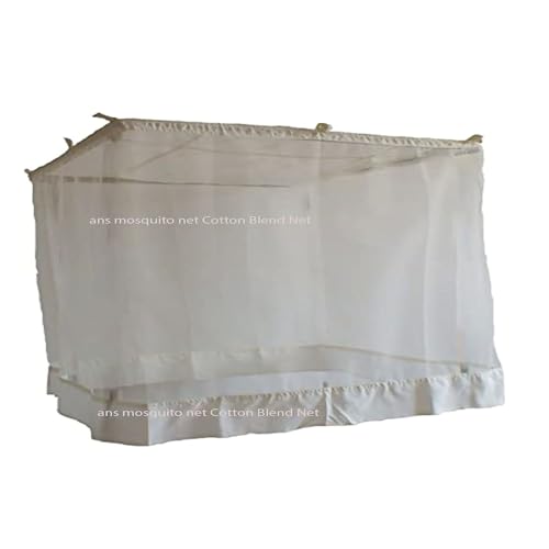 ANS Large Size Polycotton Mosquito Net with Durable Cotton Border | Breathable & Free Airflow | Bleach White | 6.5 x 8 ft | Ideal for Beds | Protection from Insects Height 5 Ft - Image 1