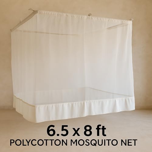 ANS Large Size Polycotton Mosquito Net with Durable Cotton Border | Breathable & Free Airflow | Bleach White | 6.5 x 8 ft | Ideal for Beds | Protection from Insects Height 5 Ft - Image 2
