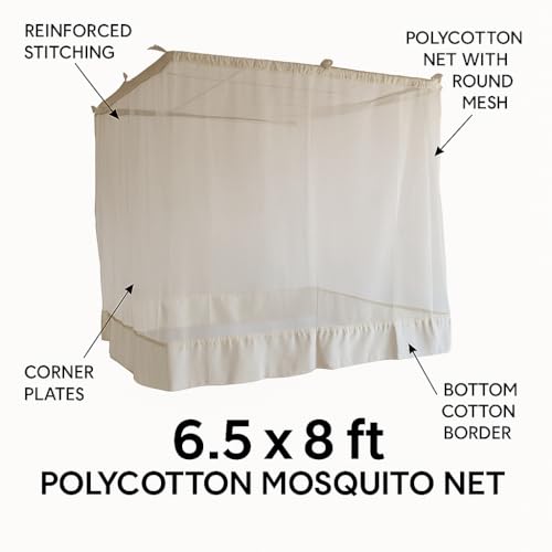ANS Large Size Polycotton Mosquito Net with Durable Cotton Border | Breathable & Free Airflow | Bleach White | 6.5 x 8 ft | Ideal for Beds | Protection from Insects Height 5 Ft - Image 3