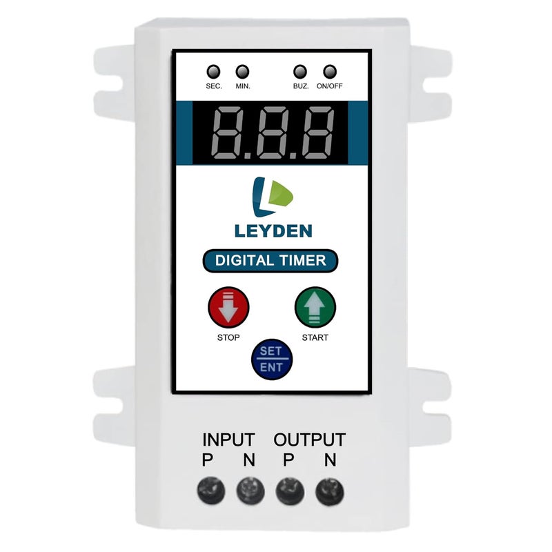 LEYDEN® TM-CYC 15A, 230VAC (1 to 999 Sec./Min.) ON/Off Digital Cyclic Timer Switch & Automatic Off Timer for Fogger, Hydroponics, Irrigation, Water Pump, Etc