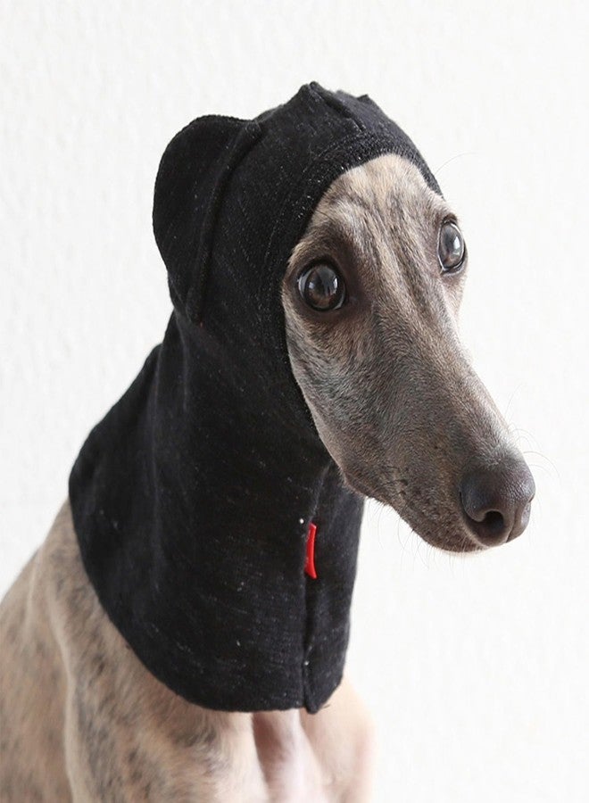 BECHANMIG Winter Thin Dog Knitted Hat for Greyhound& Whippet,Christmas Pet Neck Ear Warmer Windproof Headwear for Small Medium Large Dogs_S(Black) - Image 4