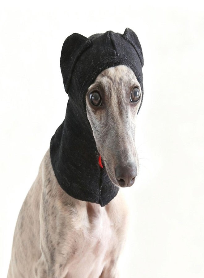 BECHANMIG Winter Thin Dog Knitted Hat for Greyhound& Whippet,Christmas Pet Neck Ear Warmer Windproof Headwear for Small Medium Large Dogs_S(Black) - Image 2