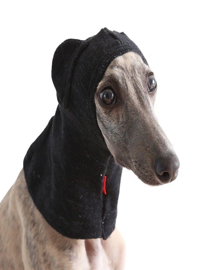 BECHANMIG Winter Thin Dog Knitted Hat for Greyhound& Whippet,Christmas Pet Neck Ear Warmer Windproof Headwear for Small Medium Large Dogs_S(Black) - Image 1