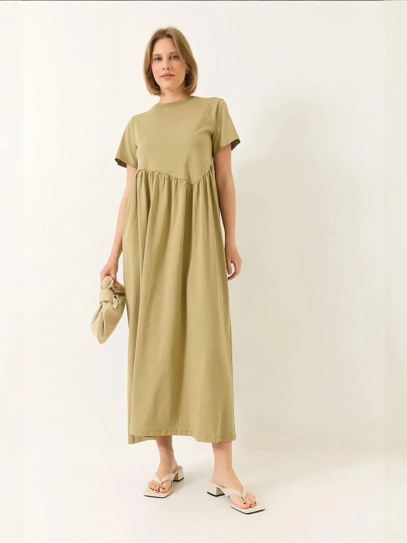 Bianco Lucci LUCCI Maxi Crew Neck Loose Knit Dress