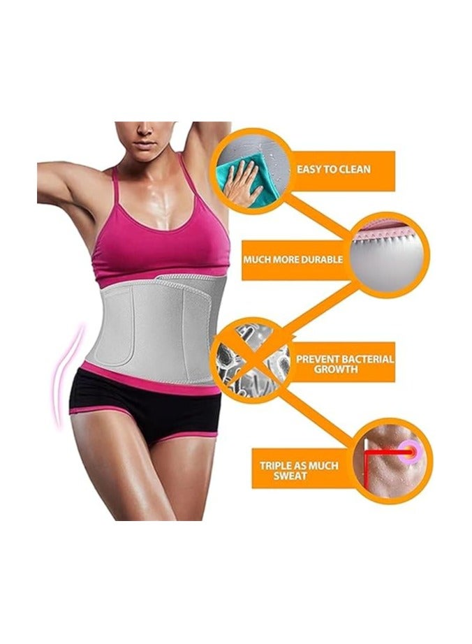 Waist Trainer Belt for Women, Grey Waist Trainer and Sweat Band Back Brace Support for Pain Relief Lumbar Strain Reduce Belly Weight Loss Sweat Belt Band Belly Stomach Wrap - Image 2