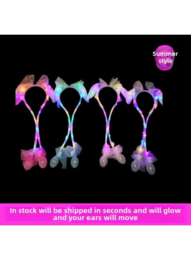 Net Red Luminous Rabbit Ears Pinch Will Move The Ears Tremble With Luminous Rabbit Ears Head Hoop Sequin Ears-Color:Sequins Will Move Rabbit Ears ]  - Image 3