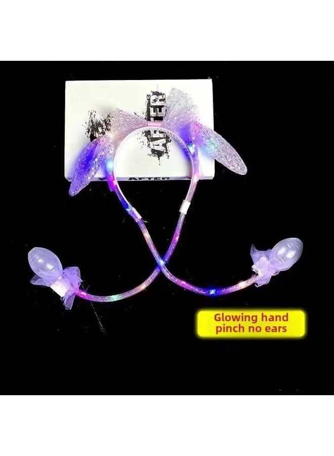 Net Red Luminous Rabbit Ears Pinch Will Move The Ears Tremble With Luminous Rabbit Ears Head Hoop Sequin Ears-Color:Sequins Will Move Rabbit Ears ]  - Image 1