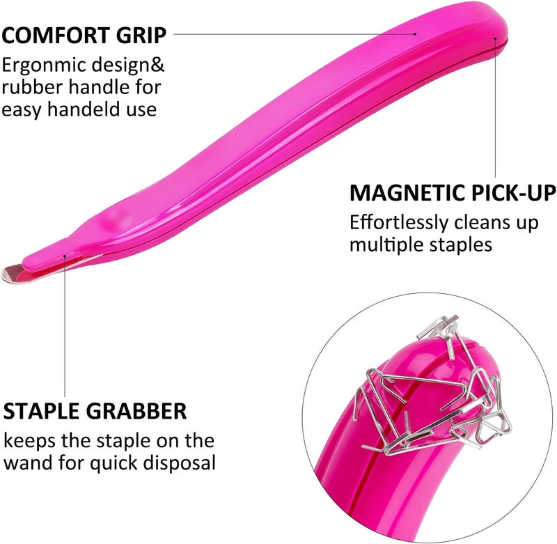 ZZTX 3 PCS Professional Magnetic Staple Remover Puller Staples Remover Staple Removal Tool for School Office Home(Blue, Rose, Green) - Image 3