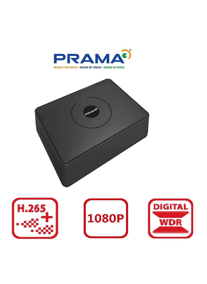 PRAMA PRAMA 16 Channel H265 2 MP DVR PTDR1A16GK1 for Upto 2MP CCTV Cameras with USEWELL HDMI Black  - Image 3