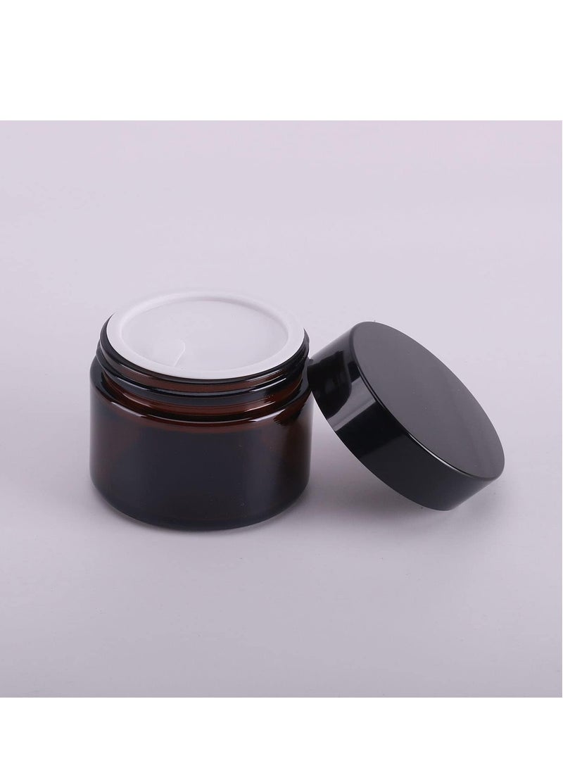 FengSVMA 8 pack Amber Glass Jar Container Cosmetic Cream Lotion Bottle Hand Cream Travel Home Container Storage with Inner Liners and black Lids (1oz/8 pack) - Image 2