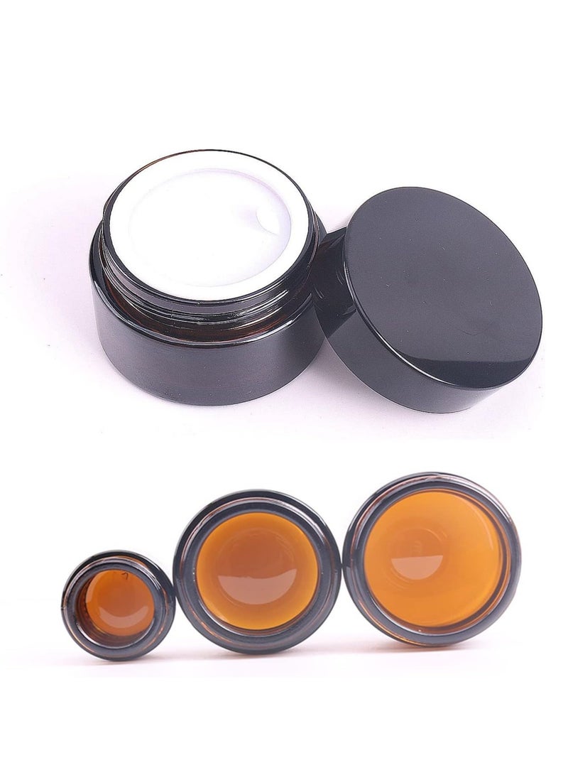 FengSVMA 8 pack Amber Glass Jar Container Cosmetic Cream Lotion Bottle Hand Cream Travel Home Container Storage with Inner Liners and black Lids (1oz/8 pack) - Image 4