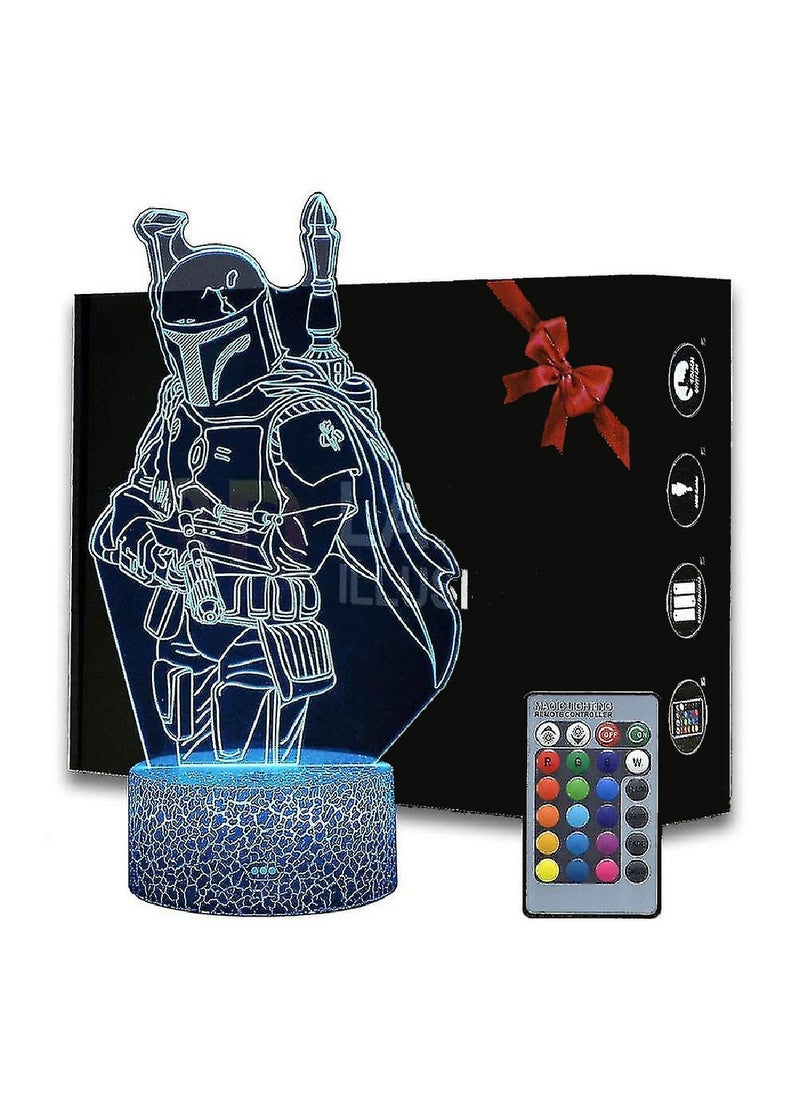 Generic - 3D Star Wars Kids Night Light - With Timer, 7 Color Touch And 16 Remote Control Color Changing - Gift For Kids And Star Wars Fans - Image 1