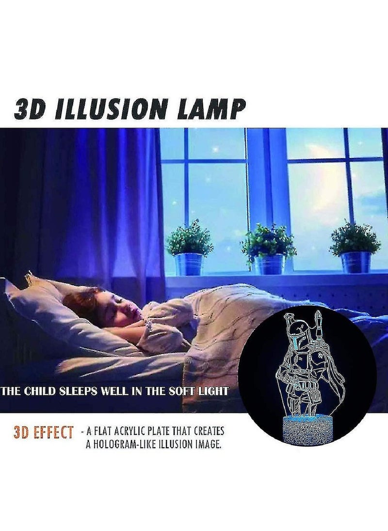 Generic - 3D Star Wars Kids Night Light - With Timer, 7 Color Touch And 16 Remote Control Color Changing - Gift For Kids And Star Wars Fans - Image 1