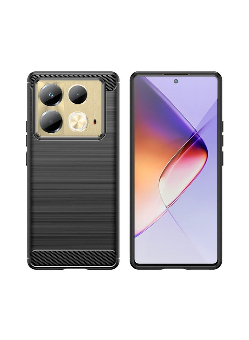 SNBFA Infinix Note 40 Pro 5G/Infinix Note 40 Pro+ 5G Case Cover, Flexible Shock-Absorbing TPU Protective Protector Cover and Slim Soft Cell Accessories Protective Women Men Carbon Fiber Black - Image 1