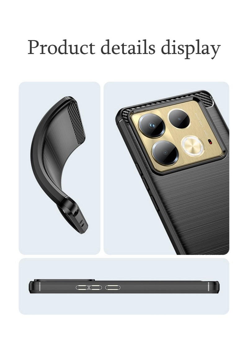SNBFA Infinix Note 40 Pro 5G/Infinix Note 40 Pro+ 5G Case Cover, Flexible Shock-Absorbing TPU Protective Protector Cover and Slim Soft Cell Accessories Protective Women Men Carbon Fiber Black - Image 3
