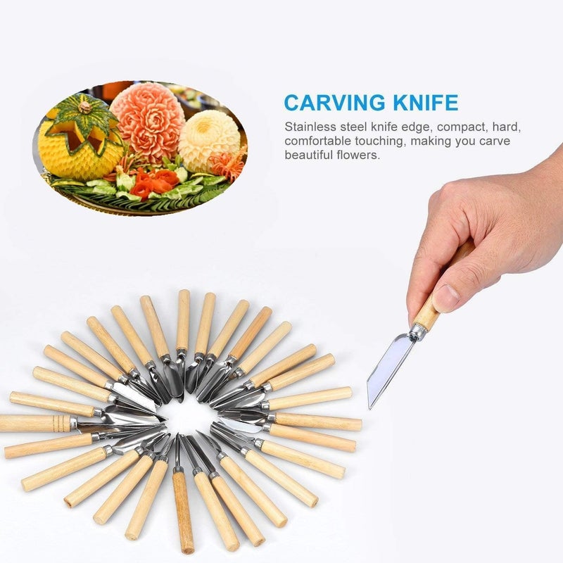 klarako Kitchen Carving Tools Kit, 80pcs/set Vegetable Fruit Carving Knife Watermelon Pumpkin Multifunctional Fruit Peeler Cutting Slicing Carving Tool Kitchen Helper Set for DIY Fruit Decoration - Image 2