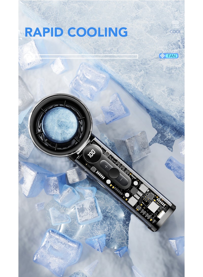 Transparent Portable Handheld Fan, 16000RPM Powerful Turbo Personal Cooling Fan, Digital Display, Rechargeable 3000mAh Battery Operated for Women Men Travel/Work/Home/Outdoor - Image 5