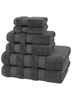 Safi Plus 6-Piece Towel Set 100% Turkish Genuine Cotton Super Soft & Absorbent Luxury Hotel Quality 600 GSM Cotton Bathroom Towels, 2 Bath Towels, 2 Hand Towels, 2 Washcloths, Grey  - Image 2