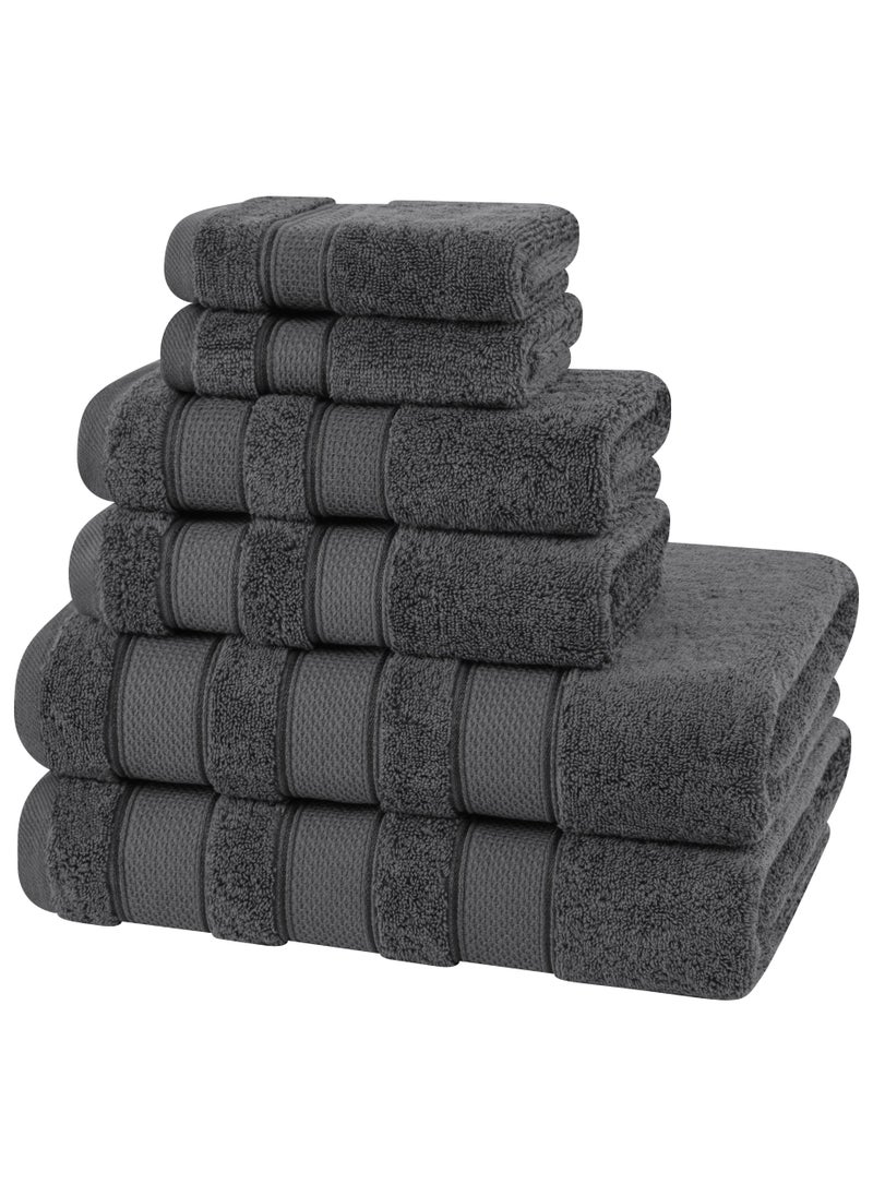 Safi Plus - 6-Piece Towel Set 100% Turkish Genuine Cotton Super Soft & Absorbent Luxury Hotel Quality 600 GSM Cotton Bathroom Towels, 2 Bath Towels, 2 Hand Towels, 2 Washcloths, Grey - Image 1